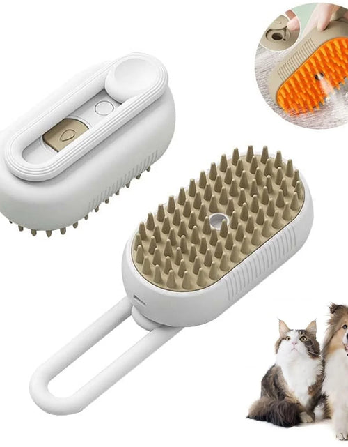 Load image into Gallery viewer, Cat Steam Brush, 3 in 1 Self Cleaning Cat Steamy Pet Brush Steamer Brush for Massage for Removing Tangled and Loosse Hair (White)
