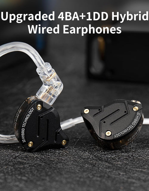 Load image into Gallery viewer, KZ ZS10 Pro in Ear Monitor Headphone, KZ Hifi Earbuds Headphone with 4 Balanced Armatures and 1 Dynamic Drivers for Drummer Musician (Blue with Mic)
